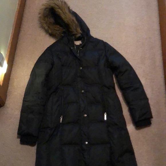 Michael Kors long puffer coat with hood in black - Picture 1 of 4